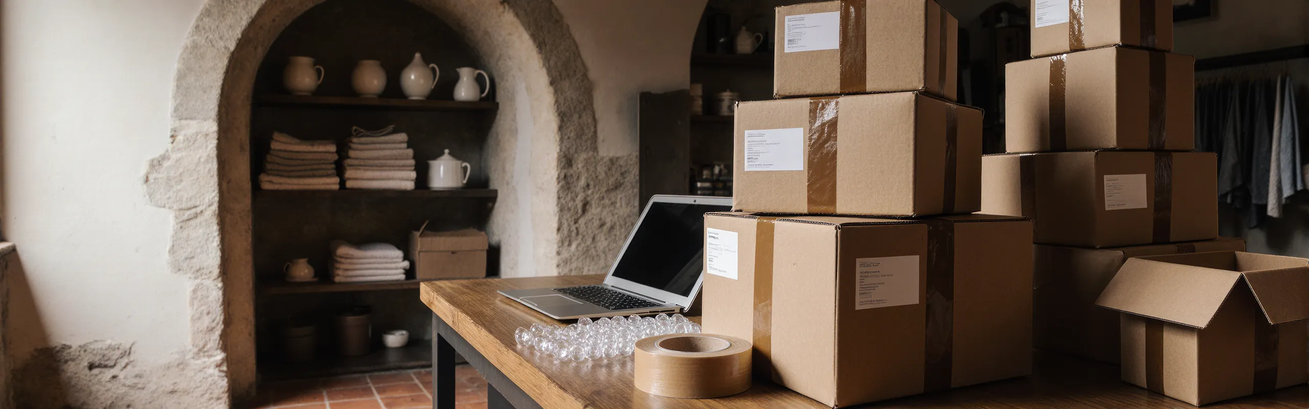 Realizzazione e-commerce: pacchi pronti per la spedizione